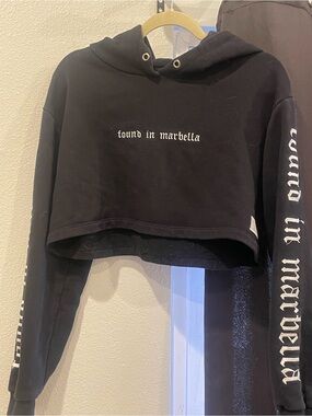Homie Black Cropped Hoodie with White Script